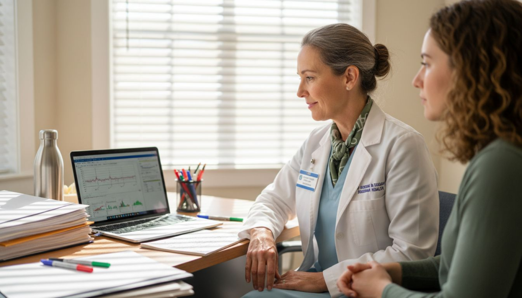 Doctor consults patient about hormone weight loss
